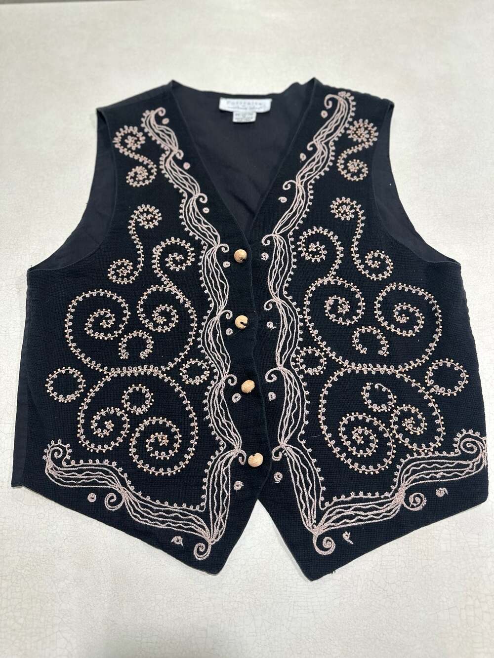 Portraits by Northern Isles Embroidered Beaded Boho Vest Size M